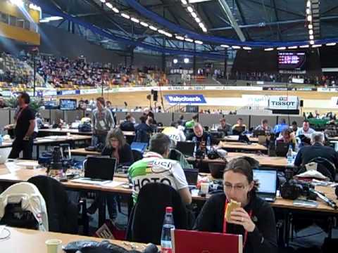 A candid view of the Omnisport Apeldoorn from the press tribune.