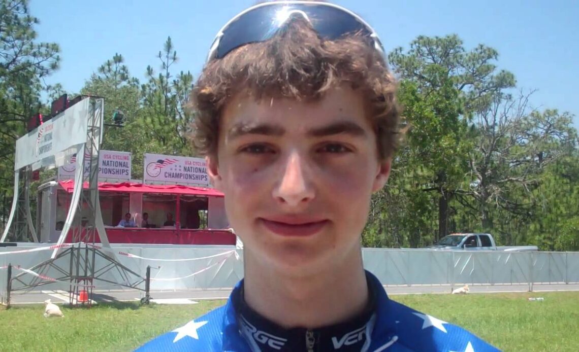 Alexey Vermeulen talks about winning the junior men 17-18 road race.MP4