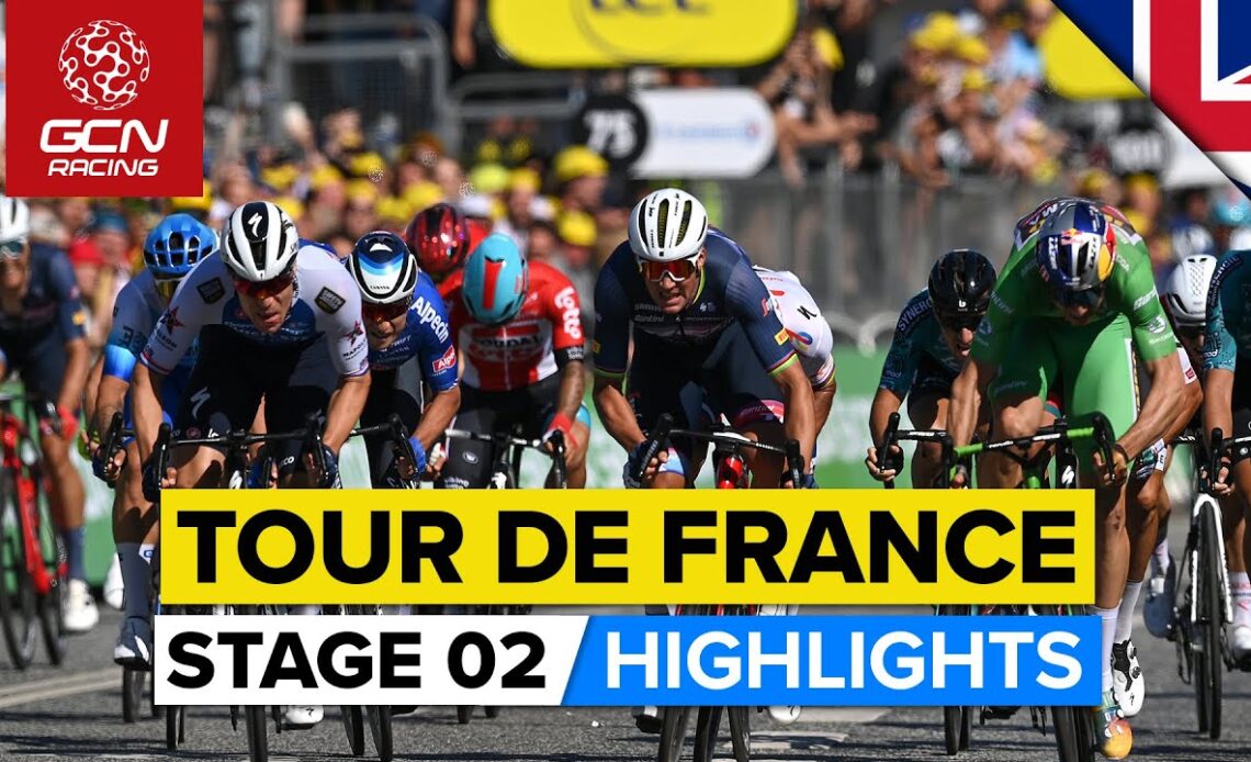Chaotic Finale Ends In Bunch Sprint | Tour De France 2022 Stage 2 Highlights