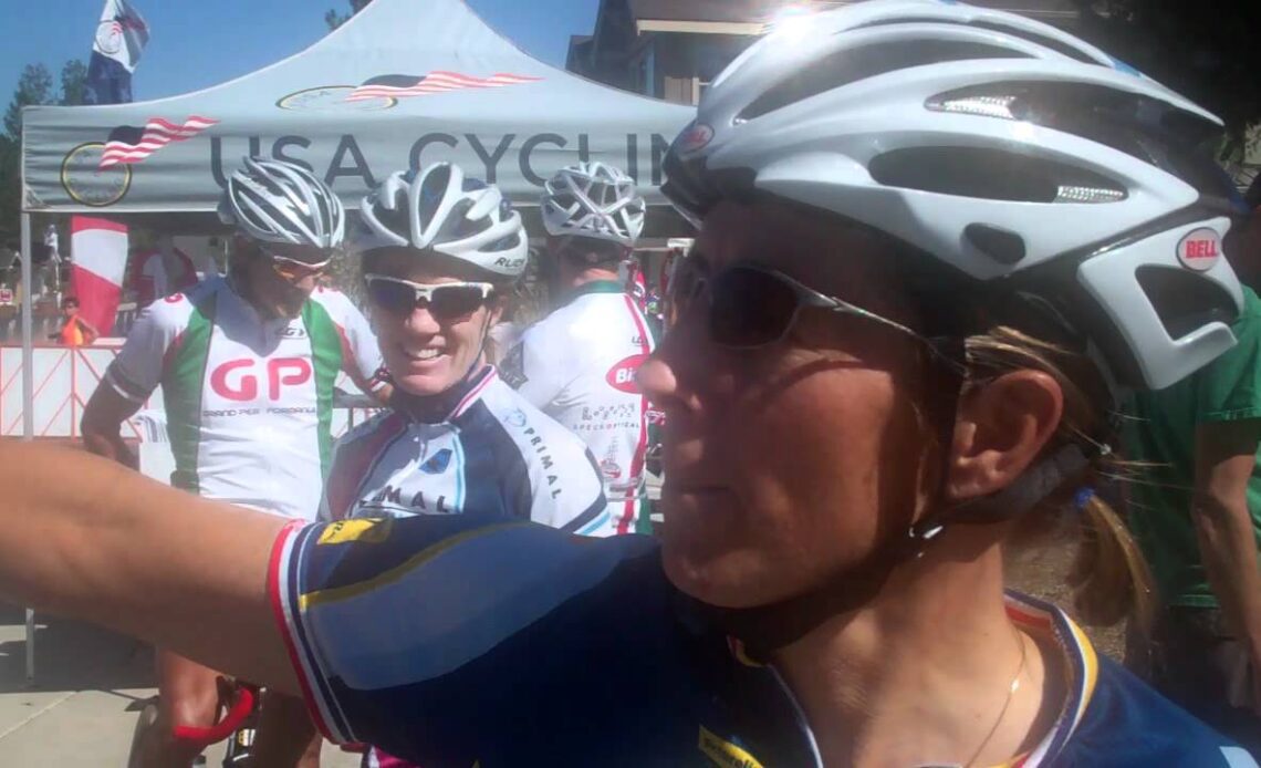 Laura Howat discusses her win in the womens 50-54 criterium.MP4