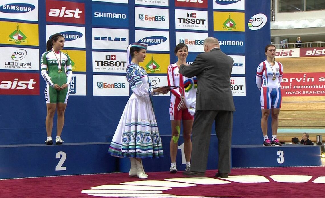 Medal Ceremony - Women's Scratch Race - 2013 UCI World Track Championships