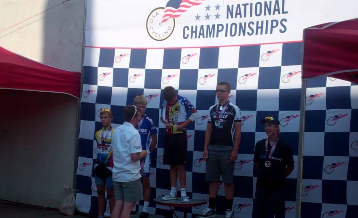 Podium presentation of the junior men 13 14 criterium