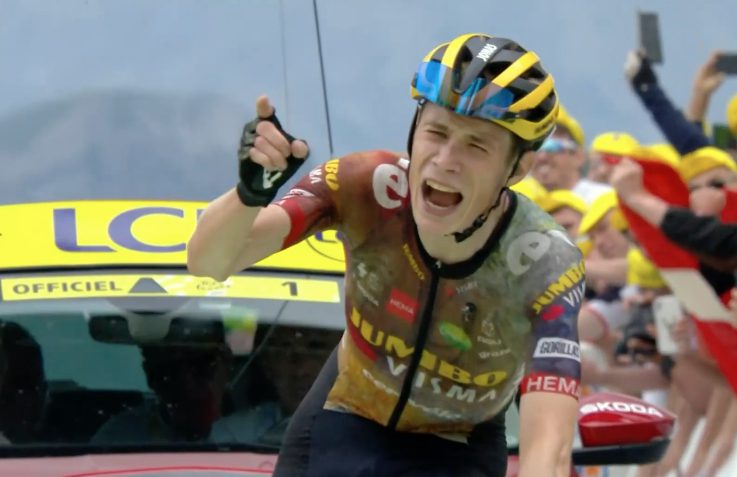 Jonas Vingegaard wins the stage and takes yellow