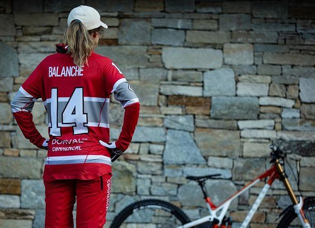 Camille Balanche in Montreal Canadiens themed kit before world championships