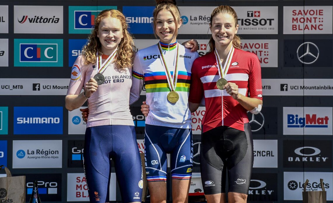 France takes under-23 XCO women's title while Italy scores U23 win for men at MTB Worlds