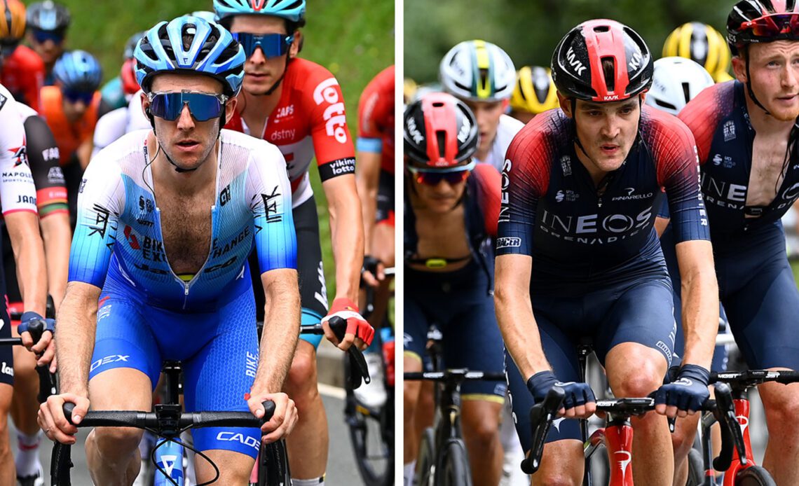 CISTIERNA SPAIN AUGUST 26 LR Pavel Sivakov of Russia and Tao Geoghegan Hart of United Kingdom and Team INEOS Grenadiers compete during the 77th Tour of Spain 2022 Stage 7 a 190km stage from Camargo to Cistierna LaVuelta22 WorldTour on August 26 2022 in Cistierna Spain Photo by Tim de WaeleGetty Images