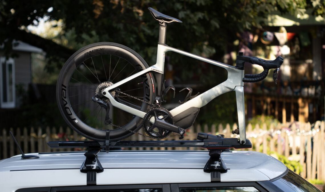 Best rooftop bike rack - Yakima Highspeed with Orbea Orca Aero