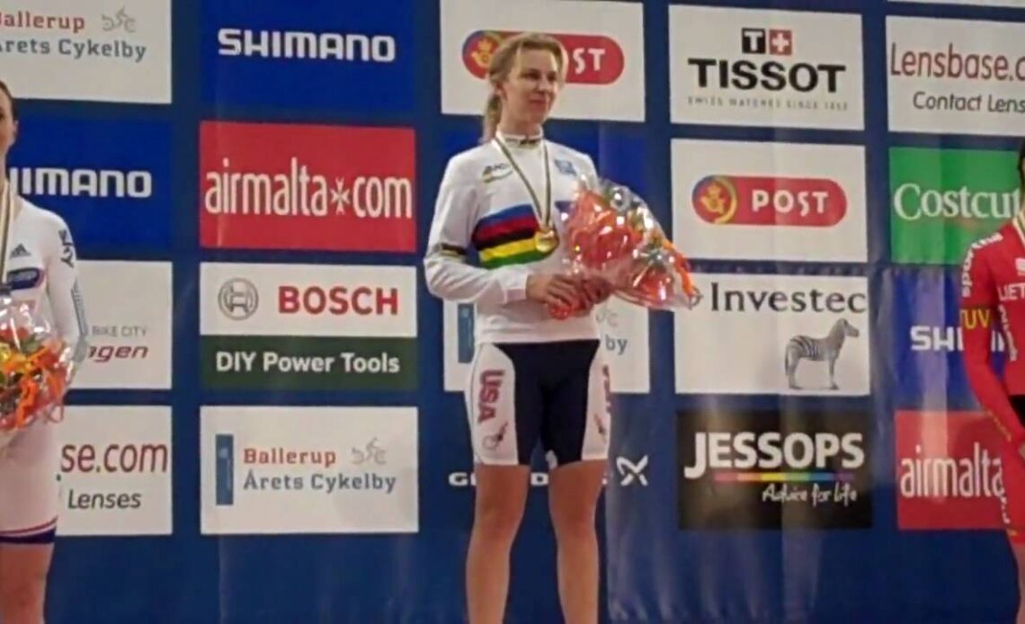 UCI Track World Championships - women's individual pursuit podium ceremony