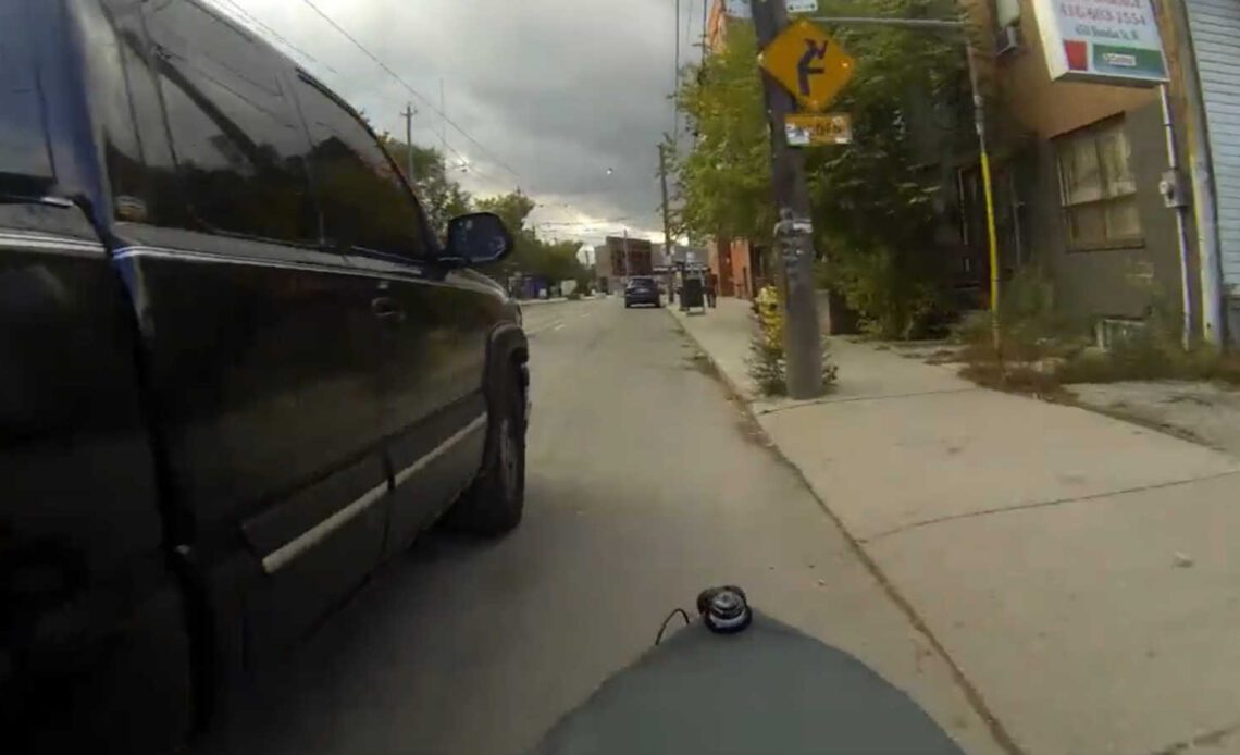 Truck driver almost hits cyclist