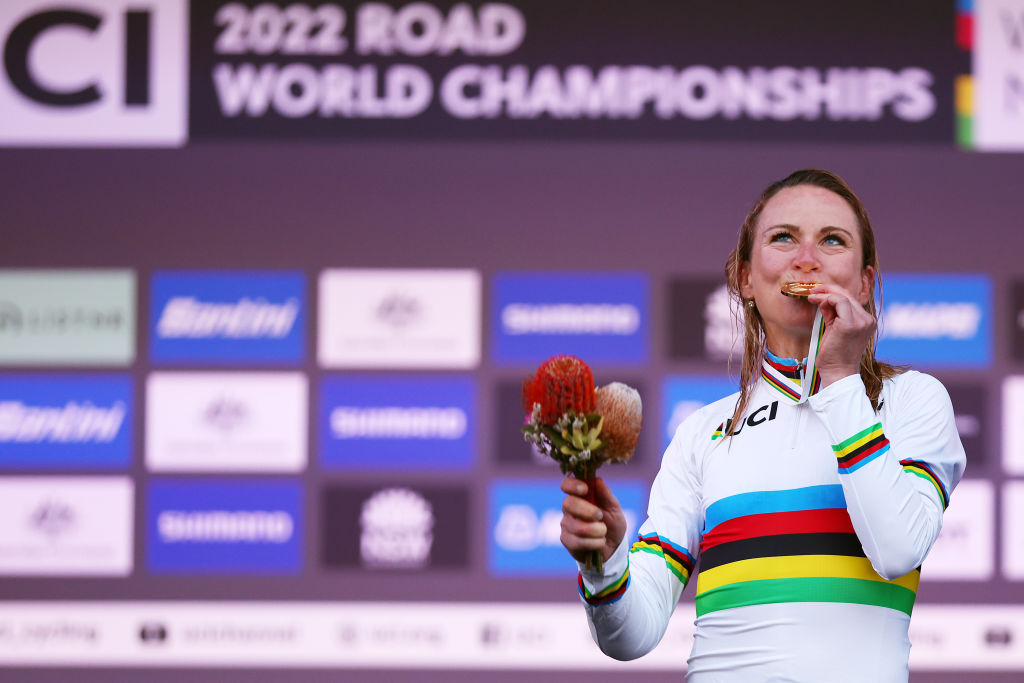 Annemiek van Vleuten on rainbow jersey celebration at Tour de Romandie