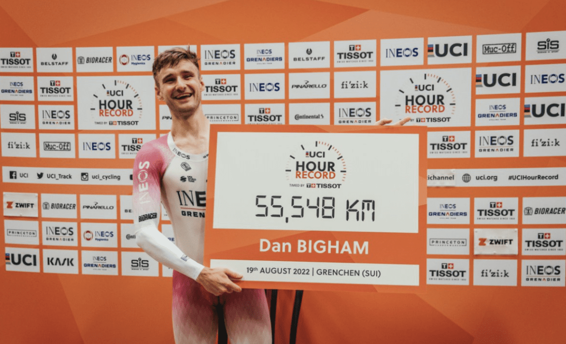 Dan Bigham set the UCI Hour Record on August 19, 2022