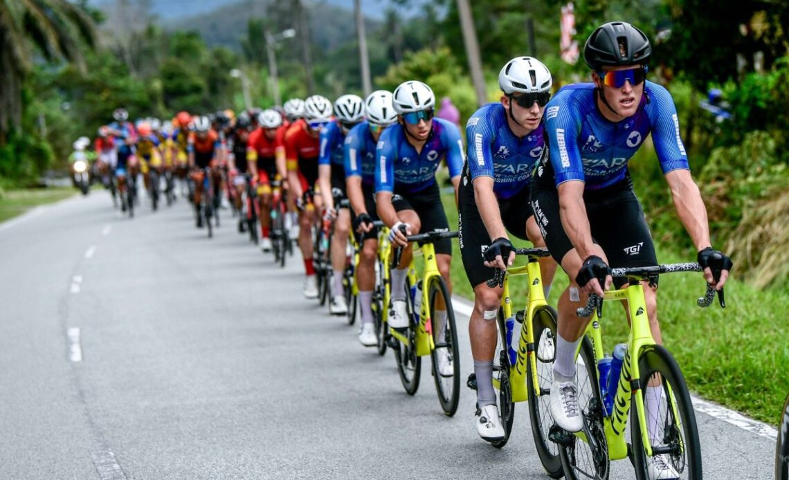 ARA Pro Racing Sunshine Coast at the front of the peloton on stage 1 of Petronas Le Tour de Langkawi 2022