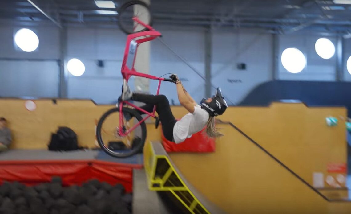 A cargo bike flips