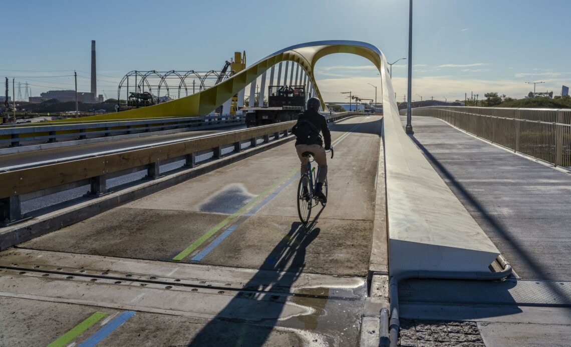 Toronto cyclists are loving a new beautiful bridge in the ongoing Port Lands revitalization