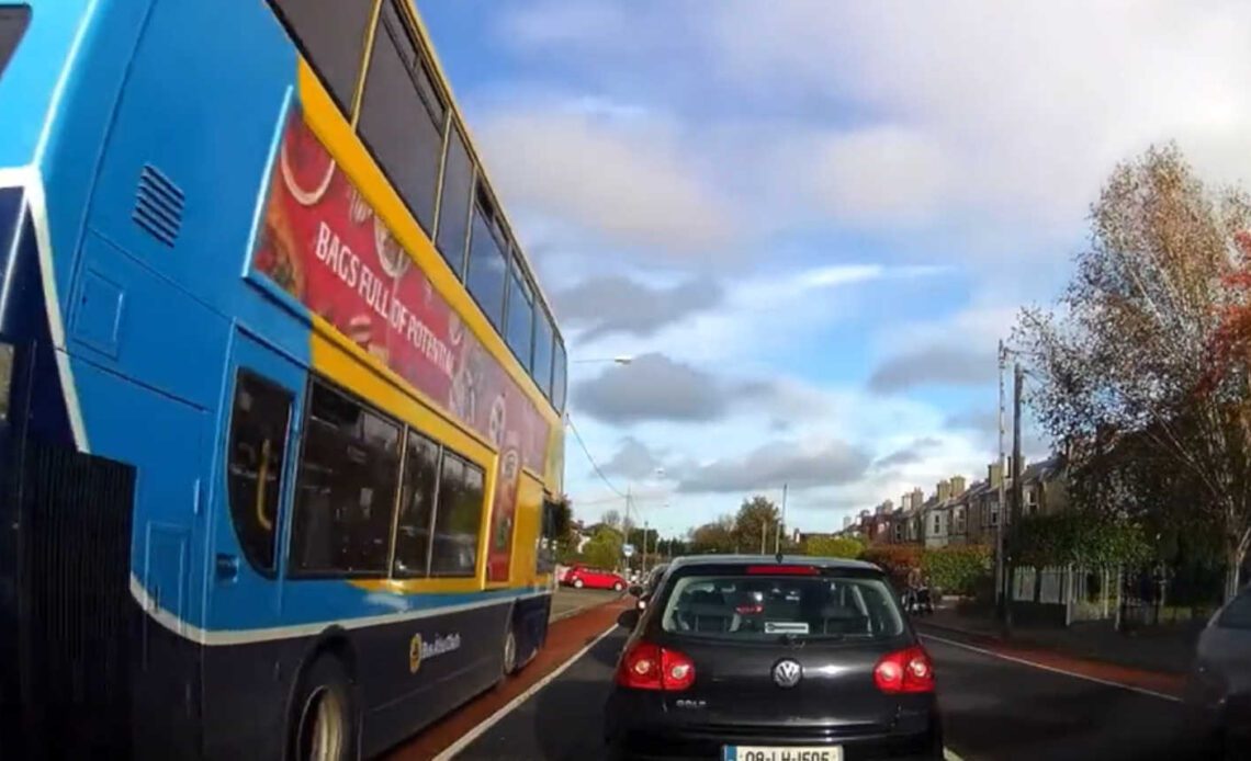 A bus used the bike lane to pass traffic and the Internet is not impressed