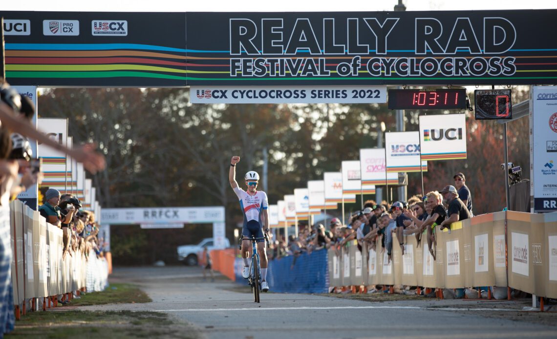Brunner bounces back from two crashes to win elite men's C2 Really Rad Festival of Cyclocross