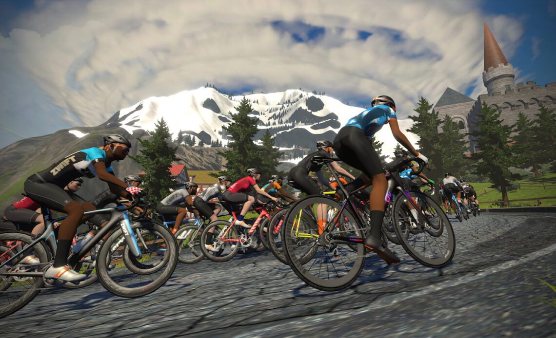 cyclists riding in Zwift