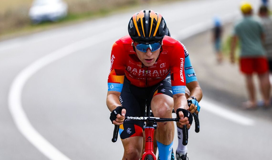 Fred Wright (Bahrain Victorious) leads the breakaway on stage 19 of the 2022 Tour de France