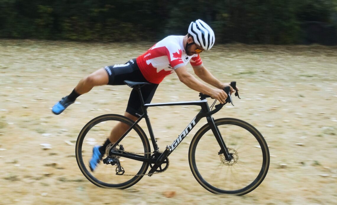 Michael van den Ham demonstrates a cyclocross remount