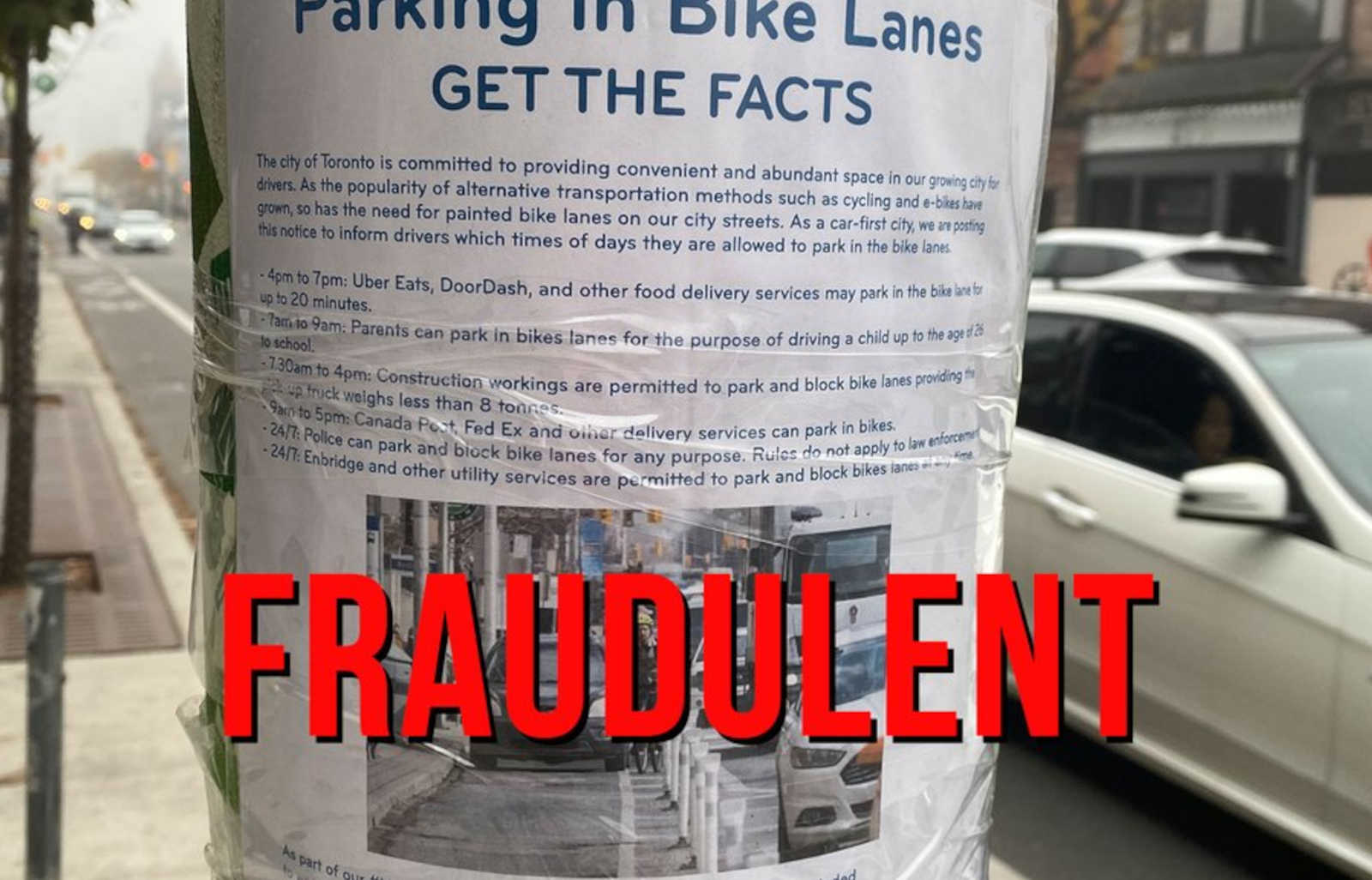 Someone Made A Fake Sign Which Says You Can Park In Toronto Bike Lanes   Someone Made A Fake Sign Which Says You Can Park 