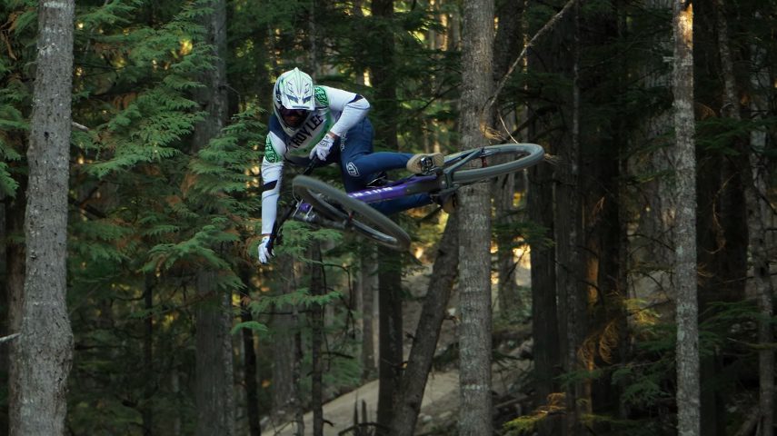 Jakob Jewett whips a DH bike