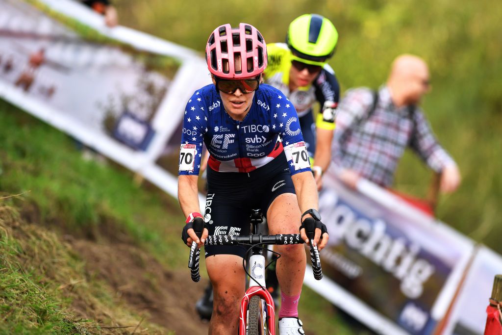 Clara Honsinger competes during the UCI Cyclocross World Cup in Maasmechelen