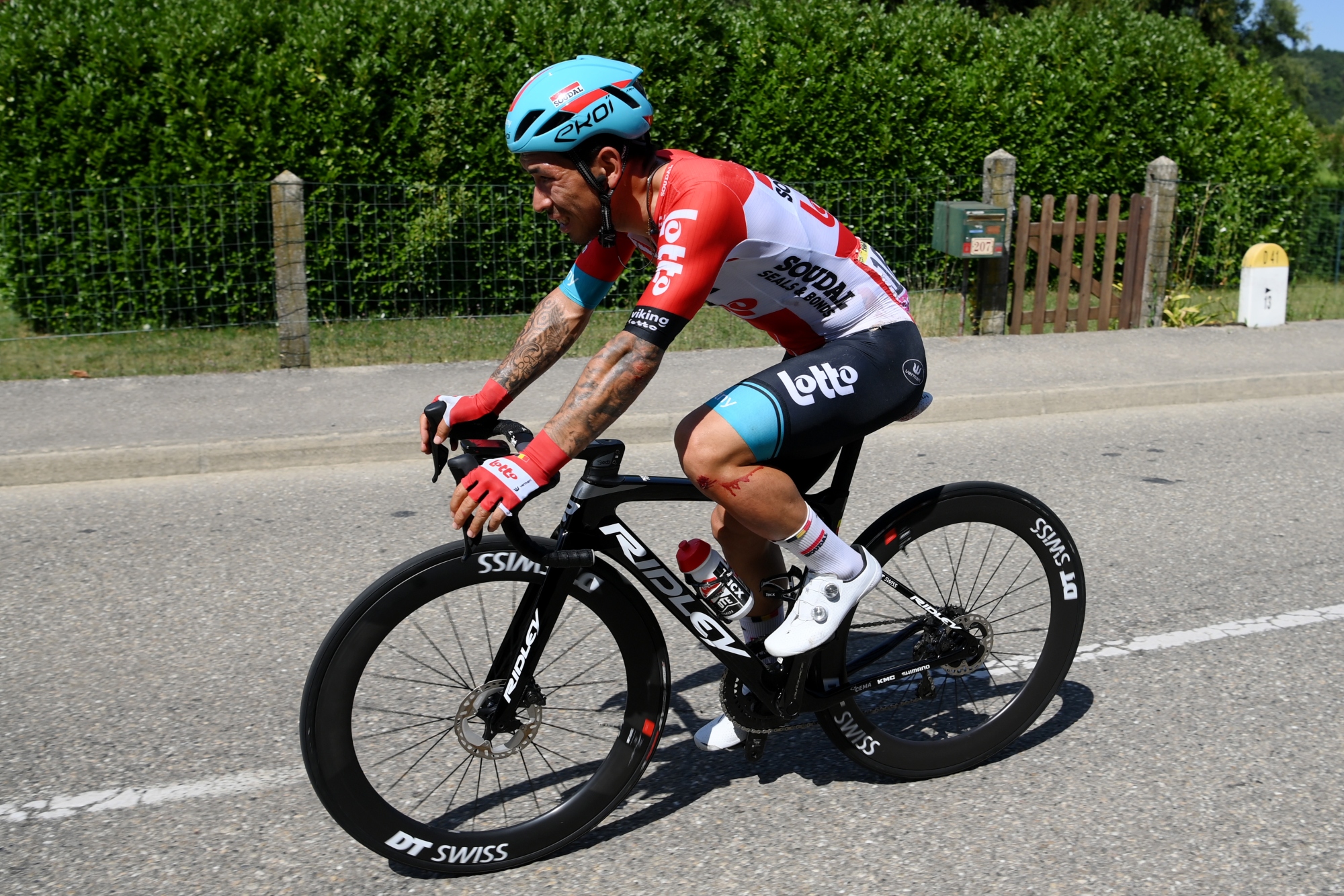 Caleb Ewan aboard a Ridley Noah Fast race bike at the 2022 Tour de France