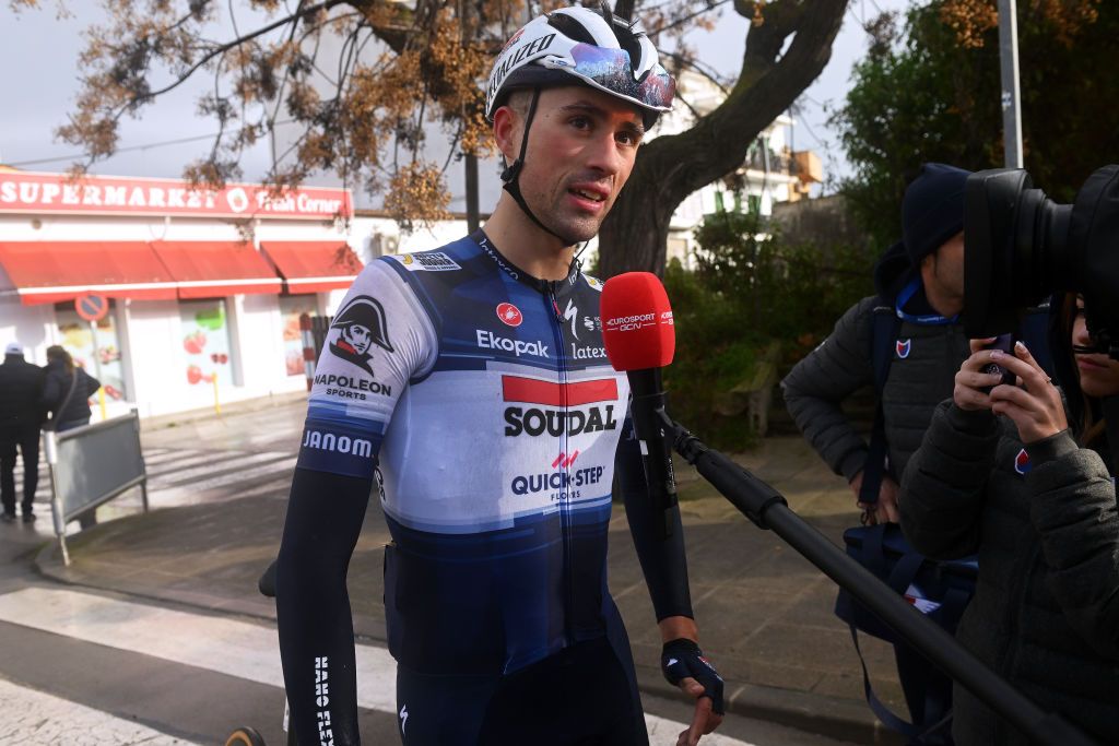 ALCUDIA SPAIN JANUARY 26 Ethan Vernon of The United Kingdom and Team SoudalQuick Step reacts after the 32nd Challenge Ciclista Mallorca 2023 Trofeo Ses Salines Alcdia a 1586km one day race from Ses Salines to Por DAlcdia ChallengeMallorca on January 26 2023 in Alcudia Spain Photo by Dario BelingheriGetty Images