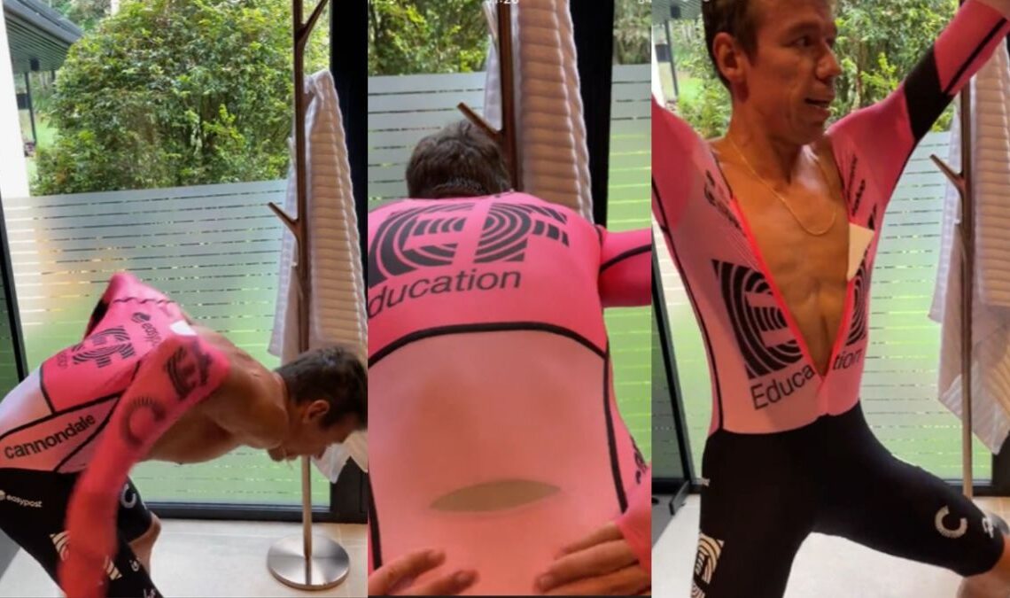 Styling it out with Rigoberto Uran - how a pro puts on his Rapha team skinsuit