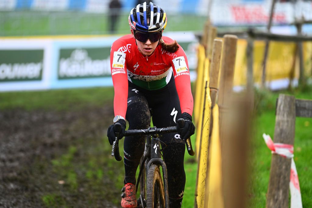 BOOM BELGIUM DECEMBER 03 Kata Blanka Vas of Hungary and Team SD Worx competes during the 7th Superprestige Cyclocross Boom 2022 Womens Elite Superprestige2023 on December 03 2022 in Boom Belgium Photo by Luc ClaessenGetty Images