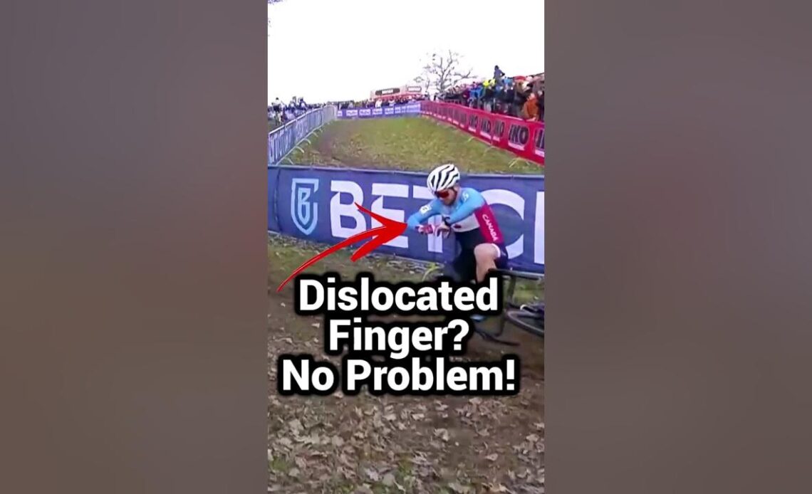 Canadian snaps finger back to continue Cyclocross Worlds! 🇨🇦😣
