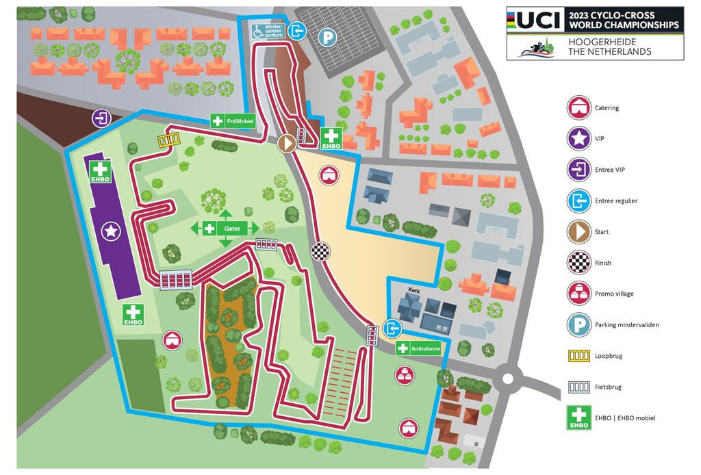 Map for the 2023 cyclocross world championships