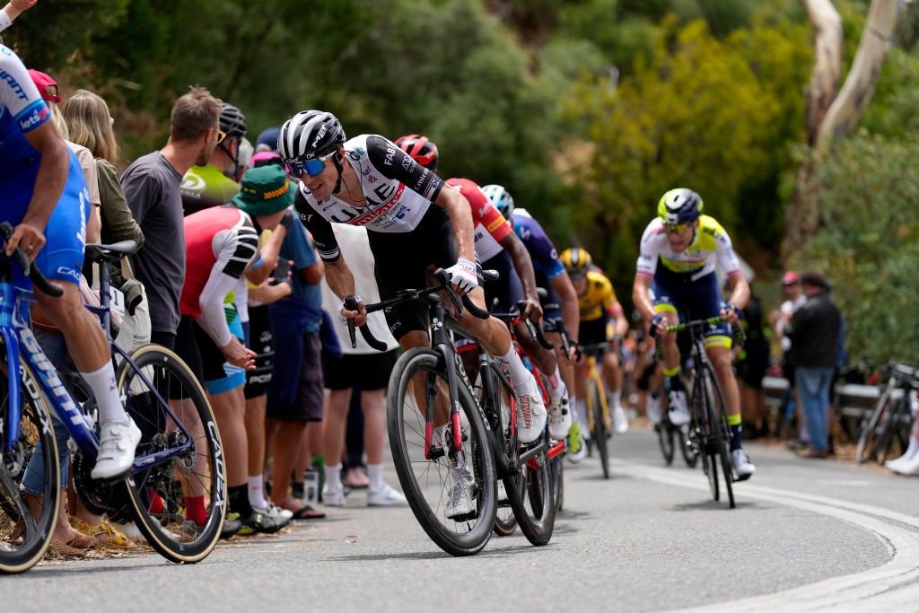 George Bennett (UAE Team Emirates) in pursuit on stage 3 of the Tour Down Under 2023