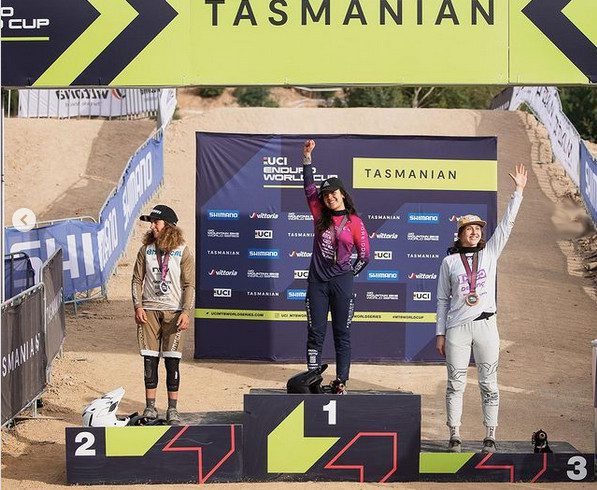 Under-21 women's podium at Enduro World Cup #1 - Maydena Australia