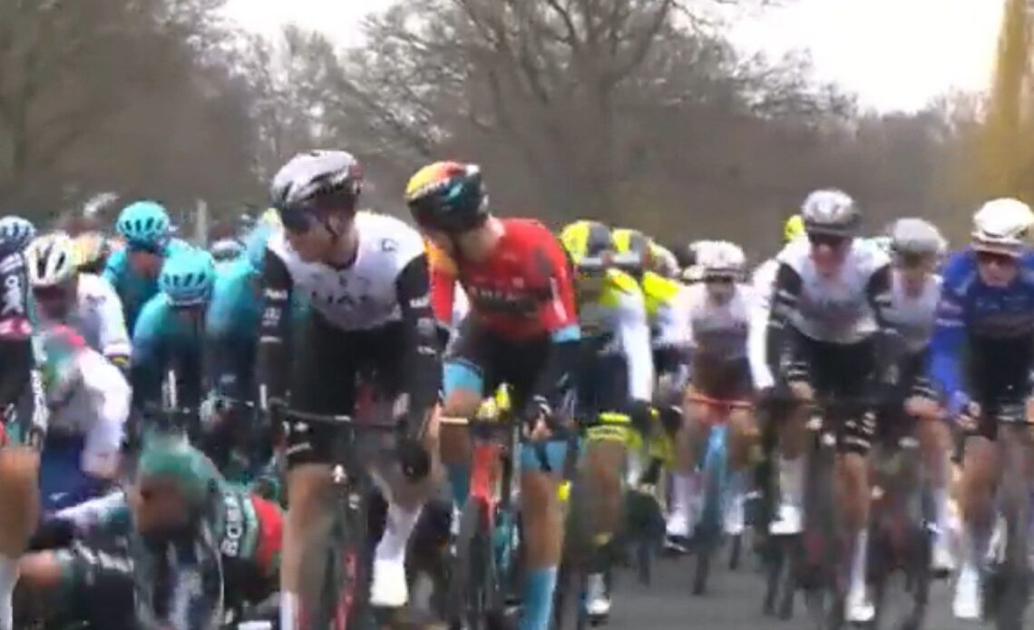 This Bahrain-Victorious rider just got DQ'ed at Flanders for causing a brutal crash