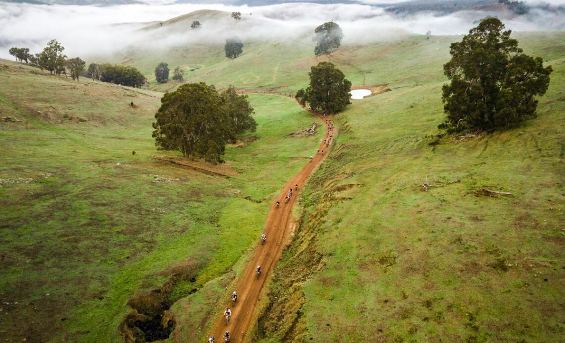 An aerial view of the Seven Gravel Race in 2019