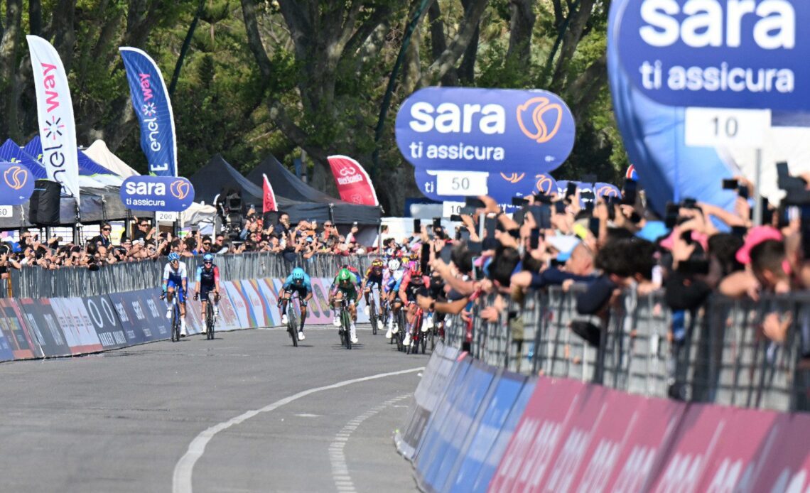 The breakaway was caught heartbreakingly close to the line at the Giro
