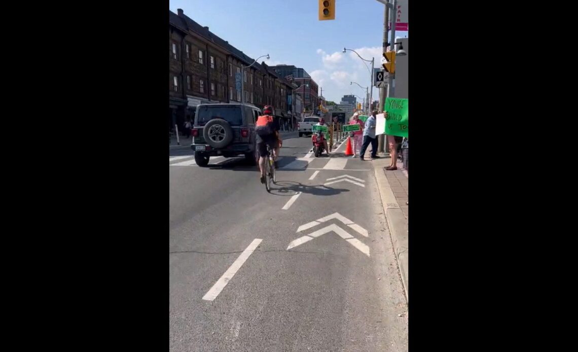 Protesters blocking bike lanes