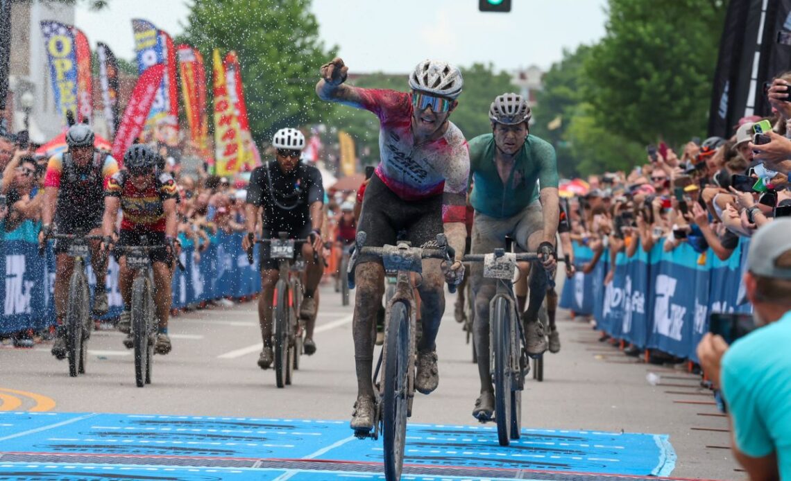 Keegan Swenson wins Unbound Gravel 200 men's race in tight sprint finish