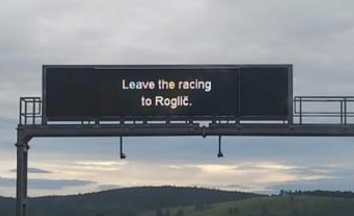 There’s a terrific warning for Slovenian speeders inspired by Primož Roglič