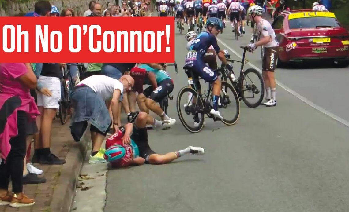 Ben O'Connor And Others CRASH During Stage 2 Of Tour de France 2023