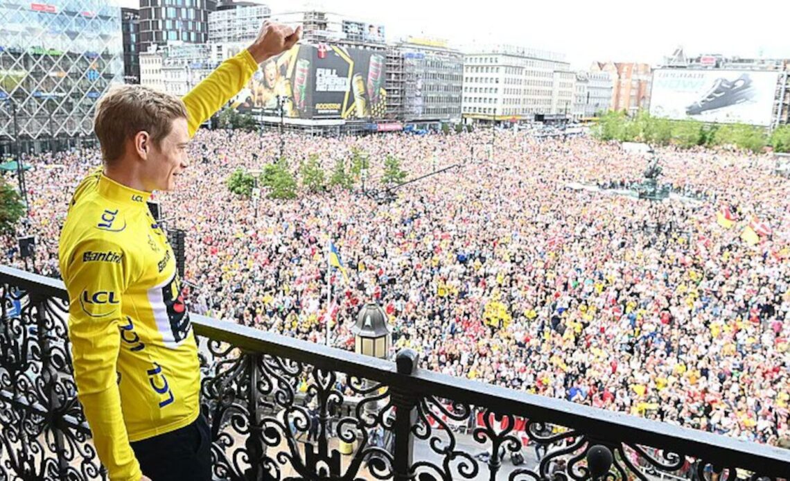 Jonas Vingegaard in Denmark being celebrated in Copenhagen