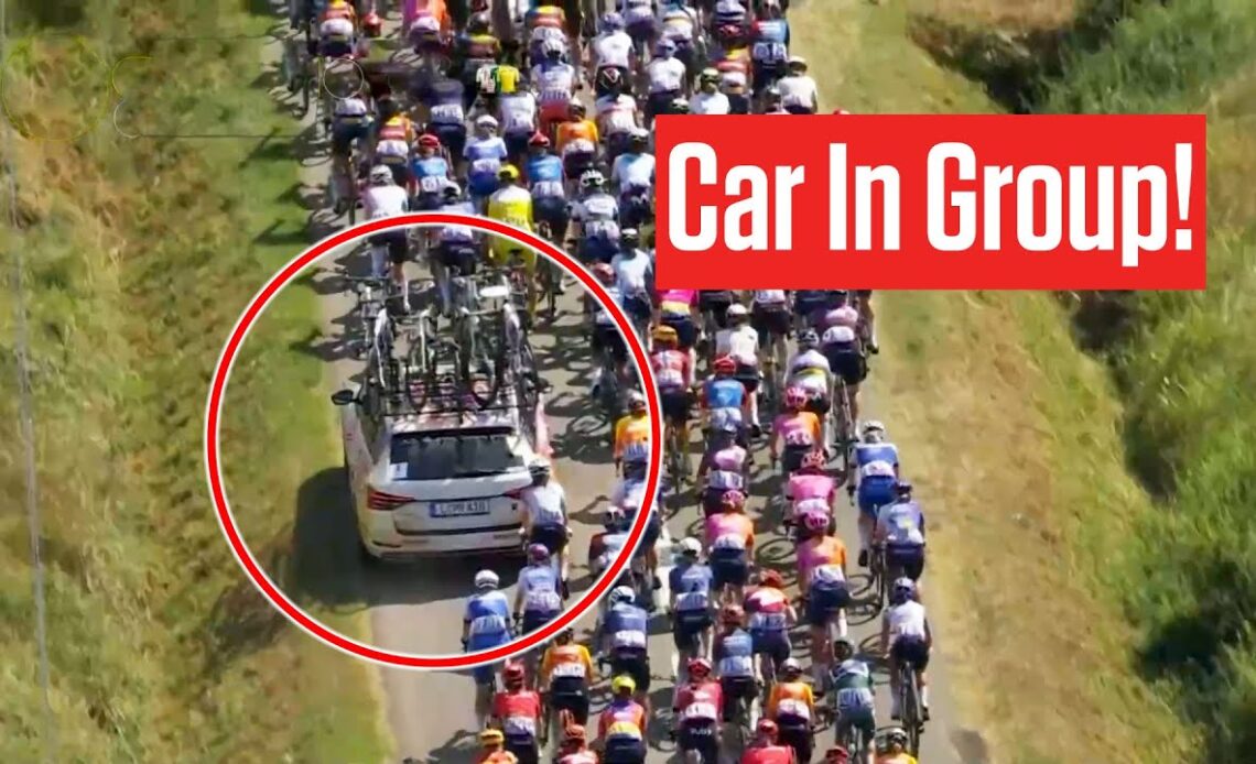 'Speechless' As Car Drives In Tour de France Femmes 2023 Group In Stage 6