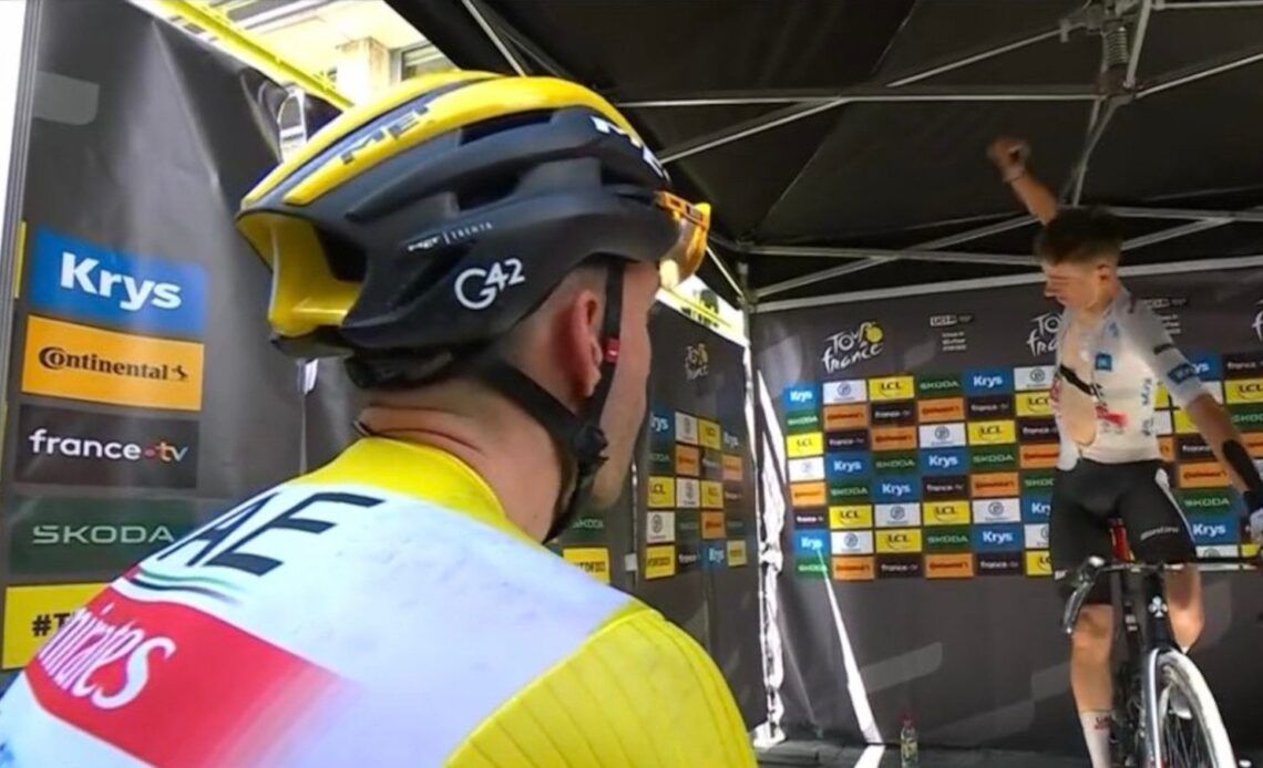 Watch Tadej Pogačar sass Wout van Aert hard after Stage 2 of the Tour de France