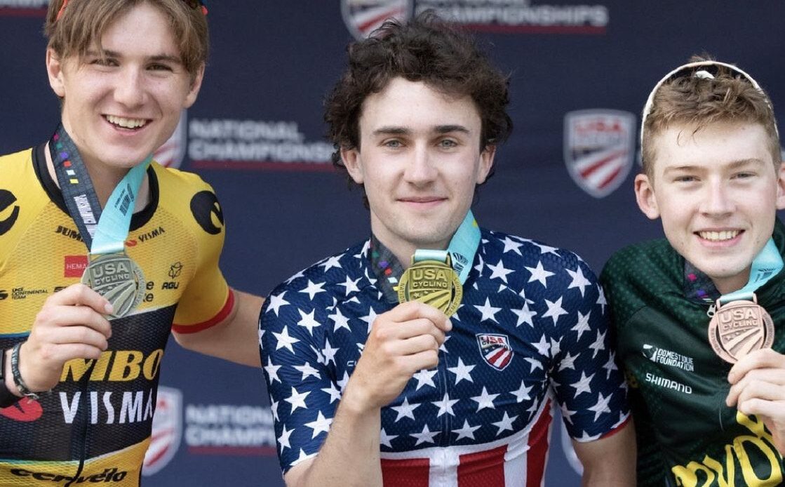 Owen Cole holds gold medal as 2023 U23 men