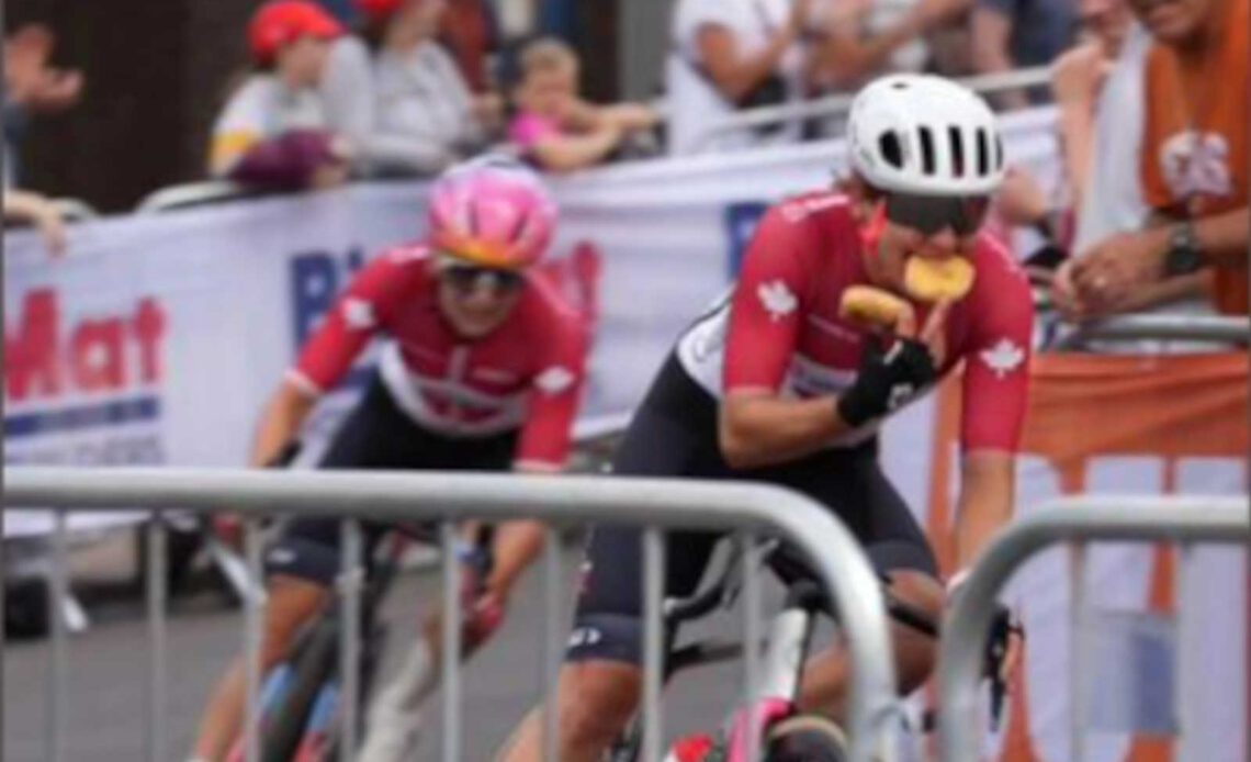 Of course someone gave Alison Jackson Tim Horton’s donuts on the road worlds climb