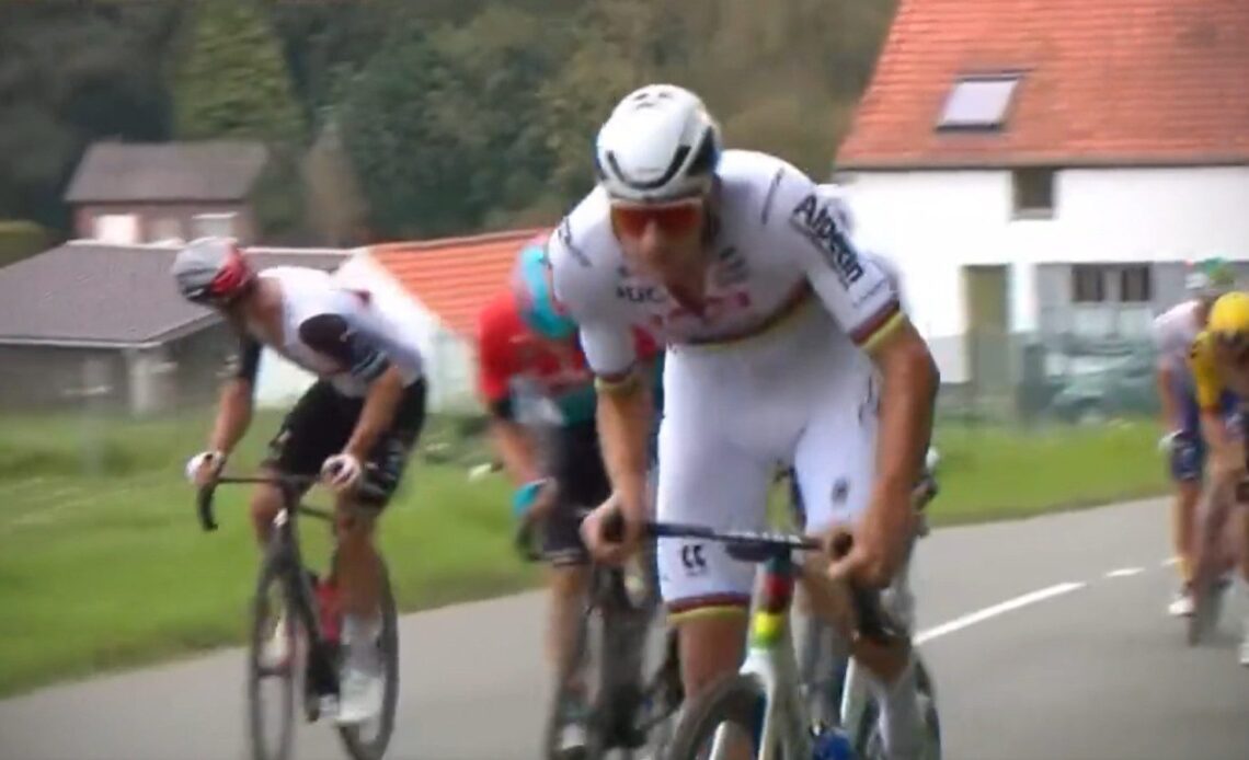 Mathieu van der Poel attacking at the Super 8 Classic