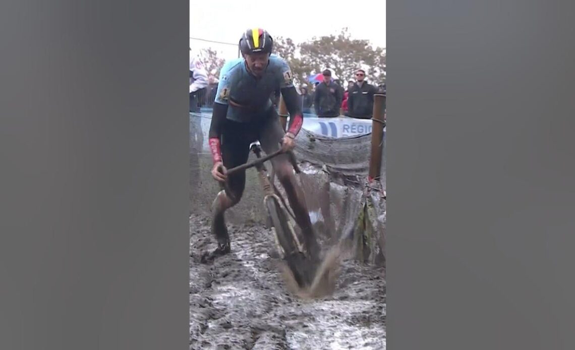 Michael Vanthourenhout manages to stay on the bike through treacherous conditions! 🤯#shorts