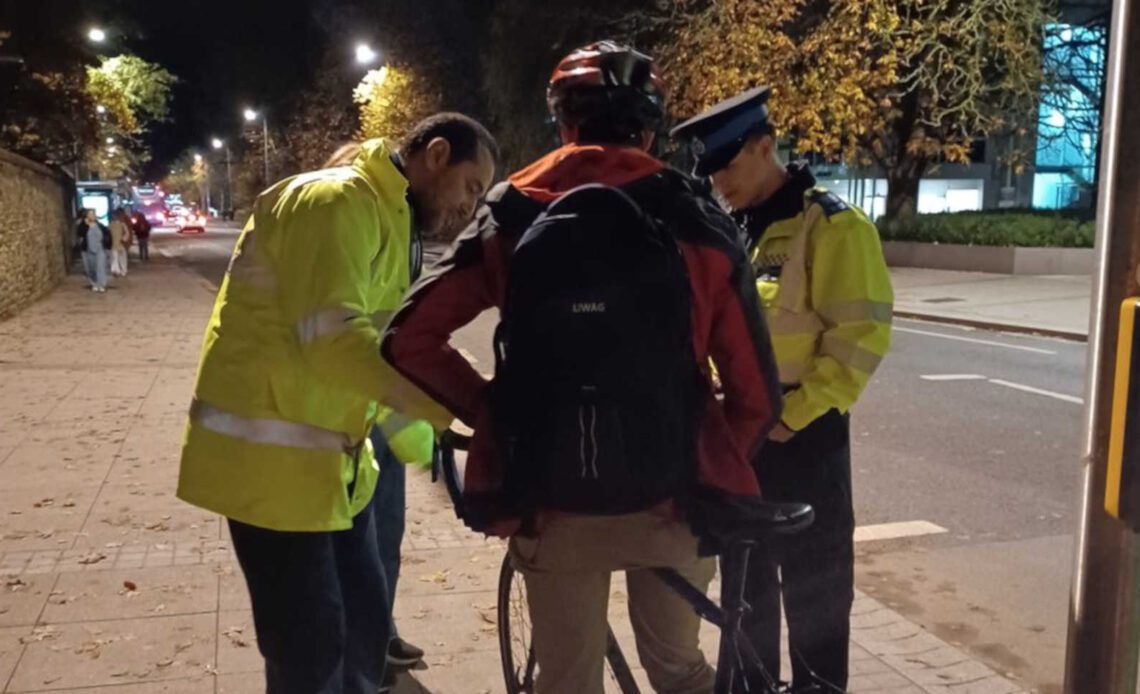 UK police gave out lights and hi-viz vests to unlit cyclists and of course people complained