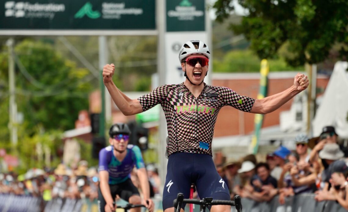 Fergus Browning claims Australia's U23 road title day after being 'knocked off by a car'